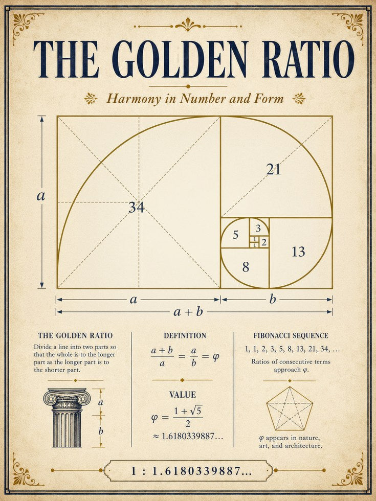 Mathematics Wall Art: Golden Ratio Design - artwork on paper