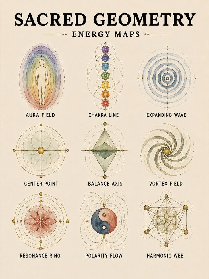Sacred Geometry Print — Energy Maps Chart - artwork on paper