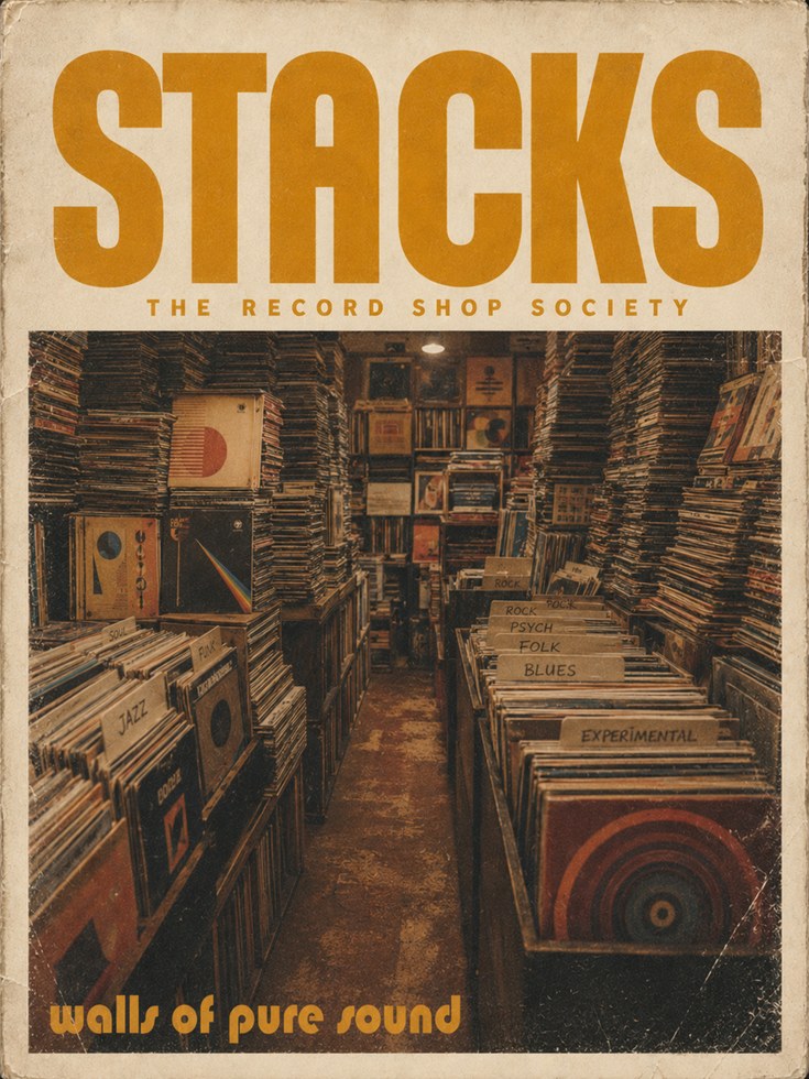 Vintage Record Shop Poster — Retro Music Store Wall Art - artwork on paper