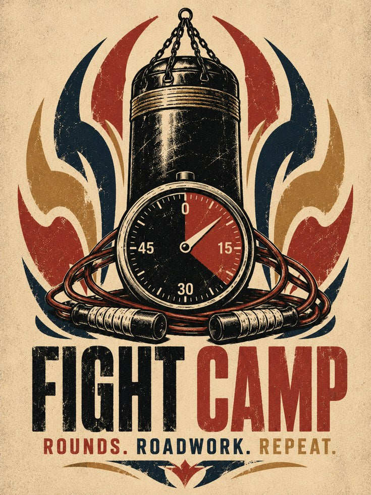Fight Camp Boxing Poster: Vintage Propaganda Style Art Print - artwork on paper