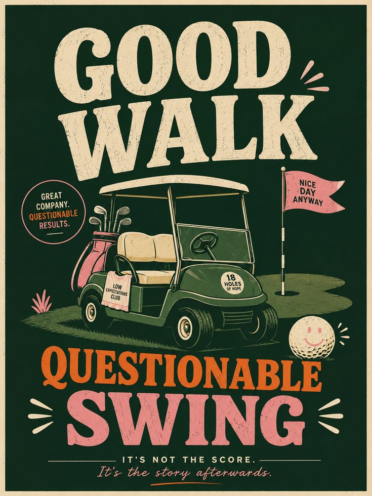 Vintage Golf Art Print: Retro 'Good Walk - artwork on paper