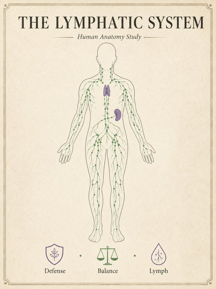 Lymphatic System Anatomy Print — Vintage Medical Illustration - artwork on paper
