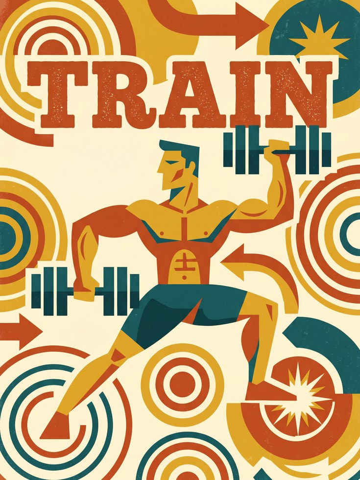 Retro Fitness Poster - artwork on paper