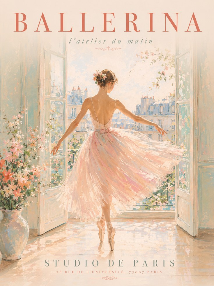 Ballerina Wall Art – Vintage Paris Ballet Poster - artwork on paper