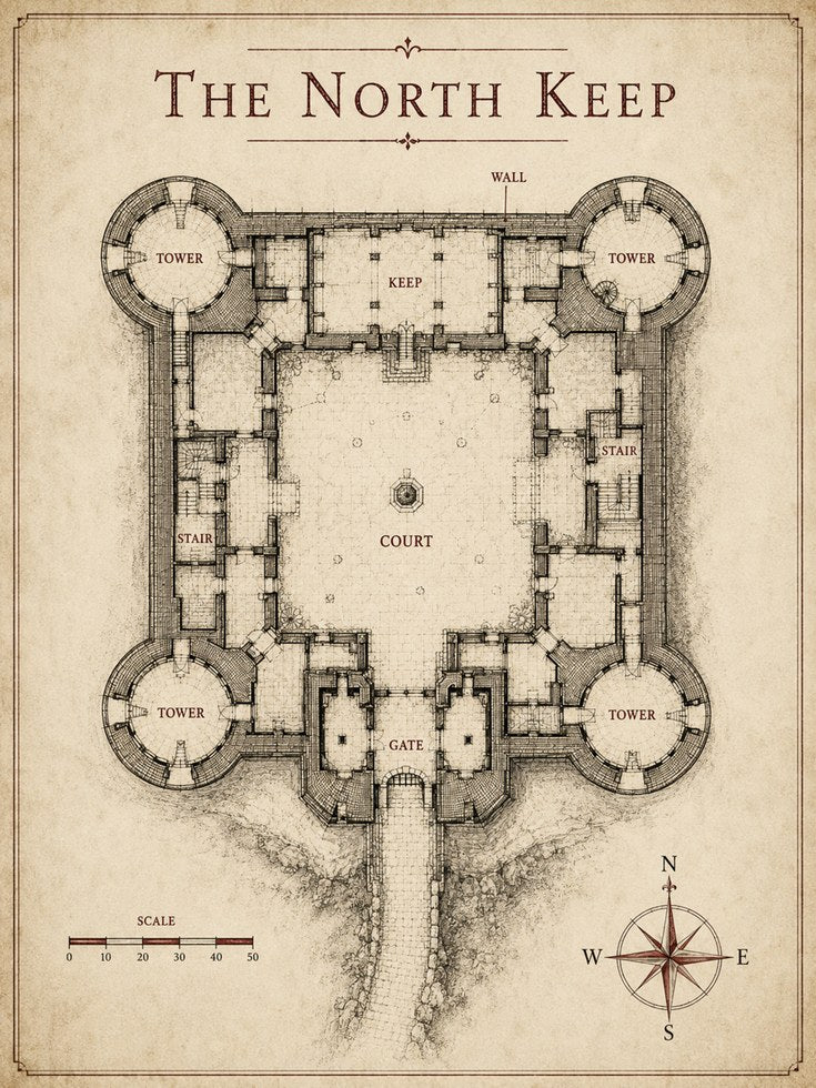 Castle Floor Plan Print - artwork on paper