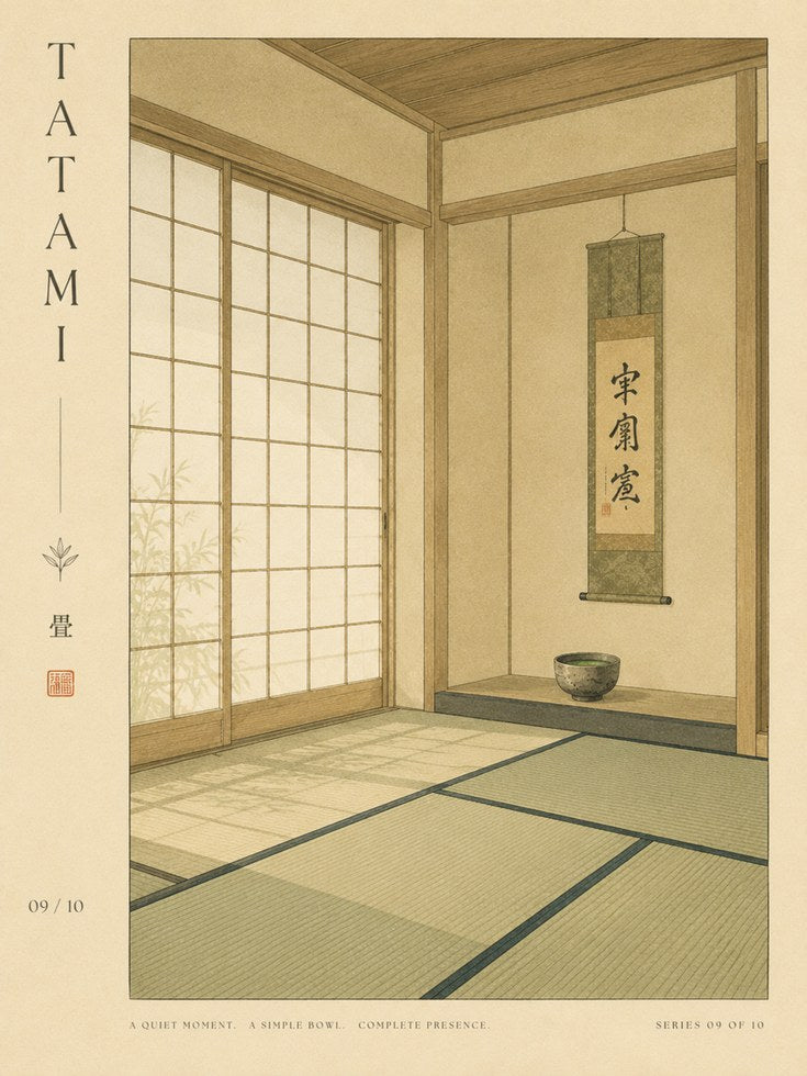 Tatami Room Art Print: Japanese Minimalist Zen - artwork on paper