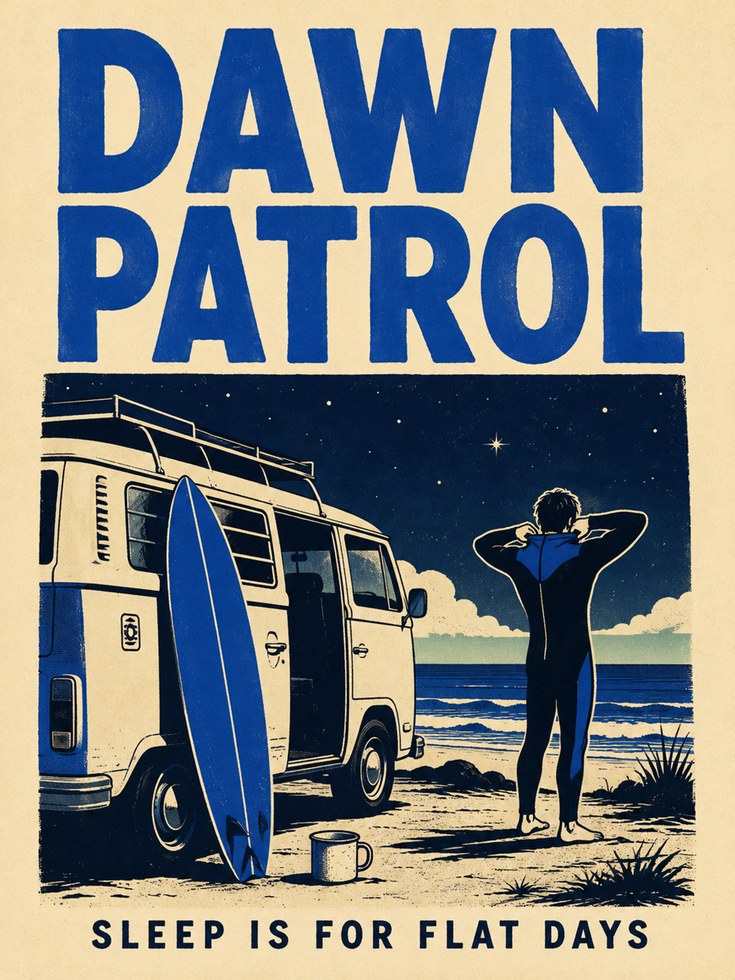 Surf Van Wall Art – Dawn Patrol Beach Print - artwork on paper