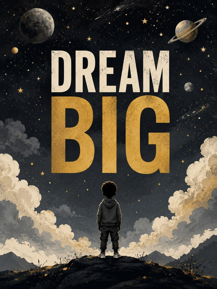 Space Nursery Wall Art – Dream Big Print - artwork on paper