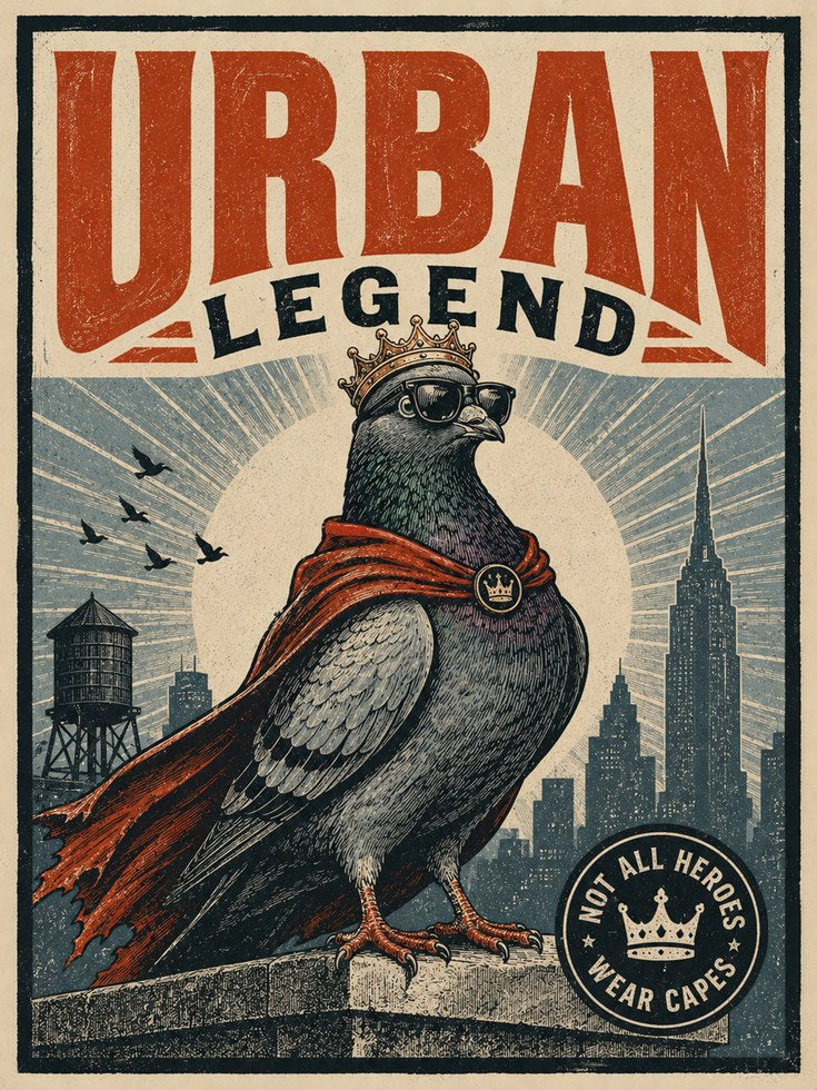 Pigeon Wall Art: Retro Propaganda Poster - artwork on paper