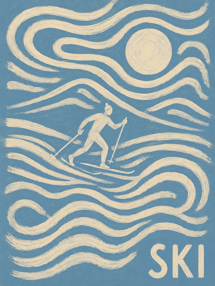 Ski Poster – Vintage Ski Wall Art - artwork on paper