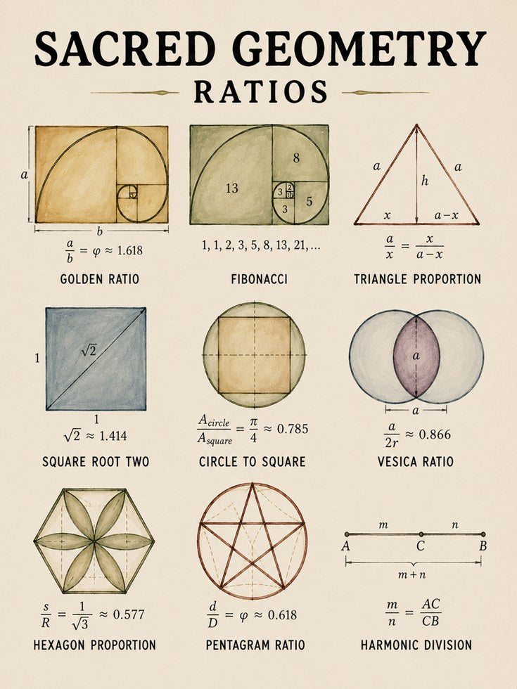 Sacred Geometry Ratios Art Print: Educational Mathematical Design - artwork on paper