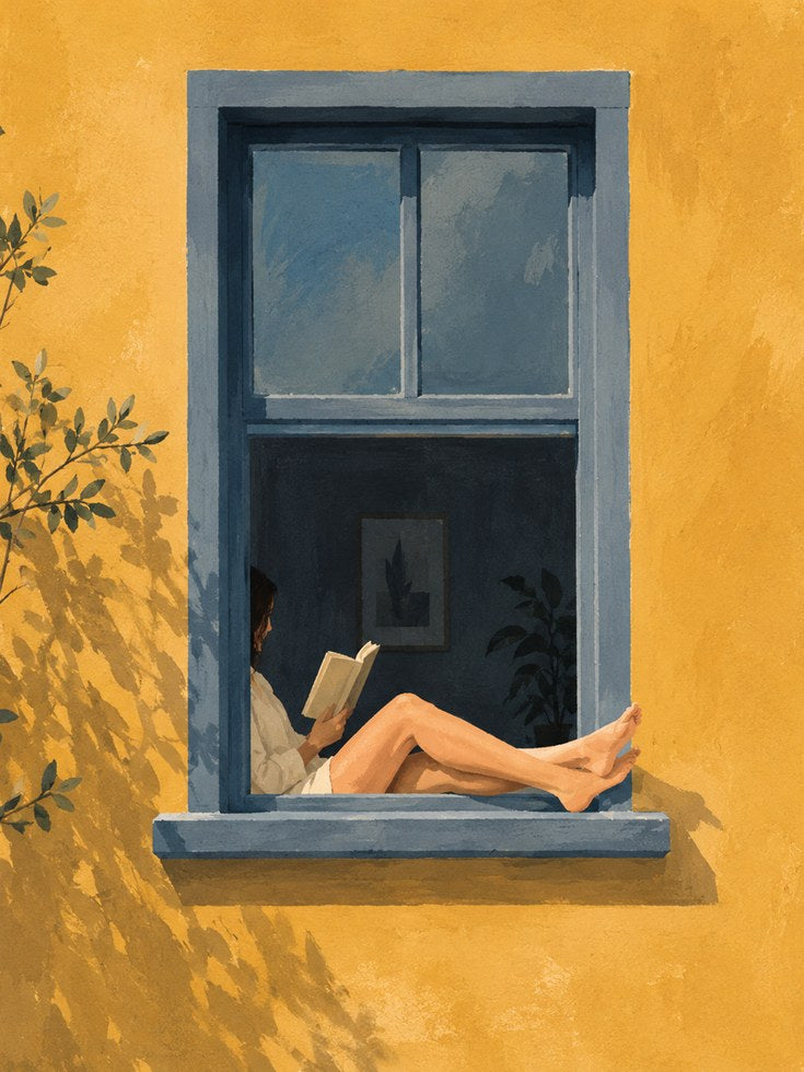 Window Reading Wall Art – Figure in Window Print - artwork on paper