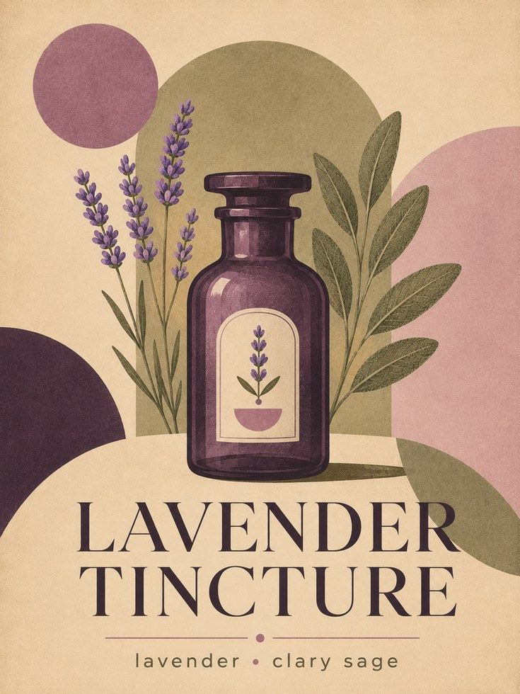 Lavender Tincture Bottle Art Print: Vintage Apothecary Design - artwork on paper