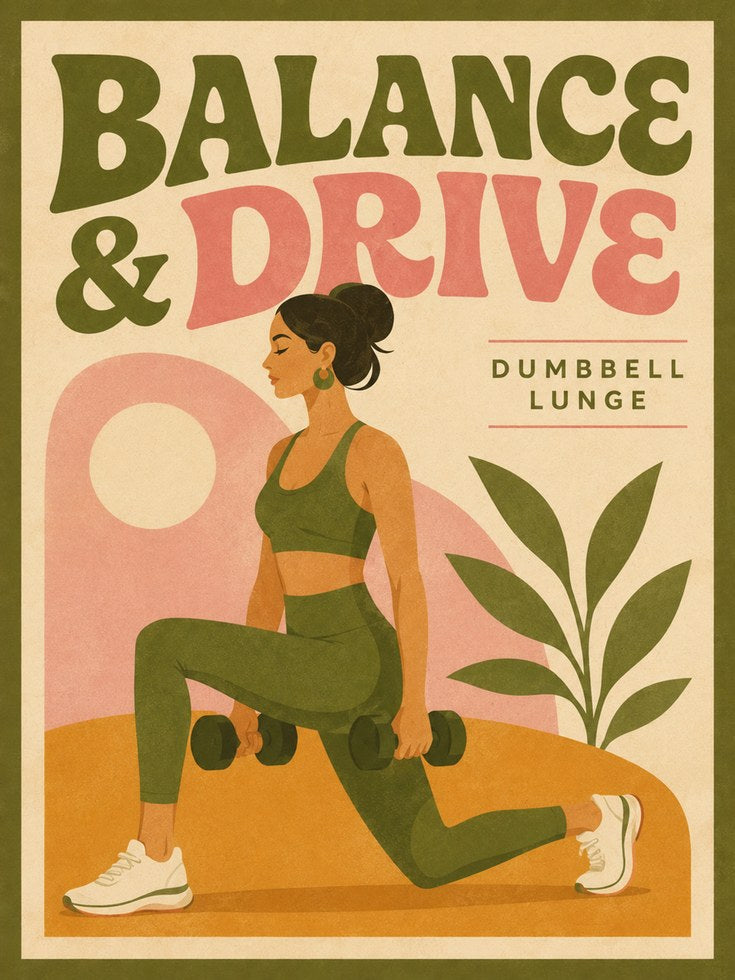 Balance And Drive Fitness Poster: Retro Exercise Wall Art - artwork on paper