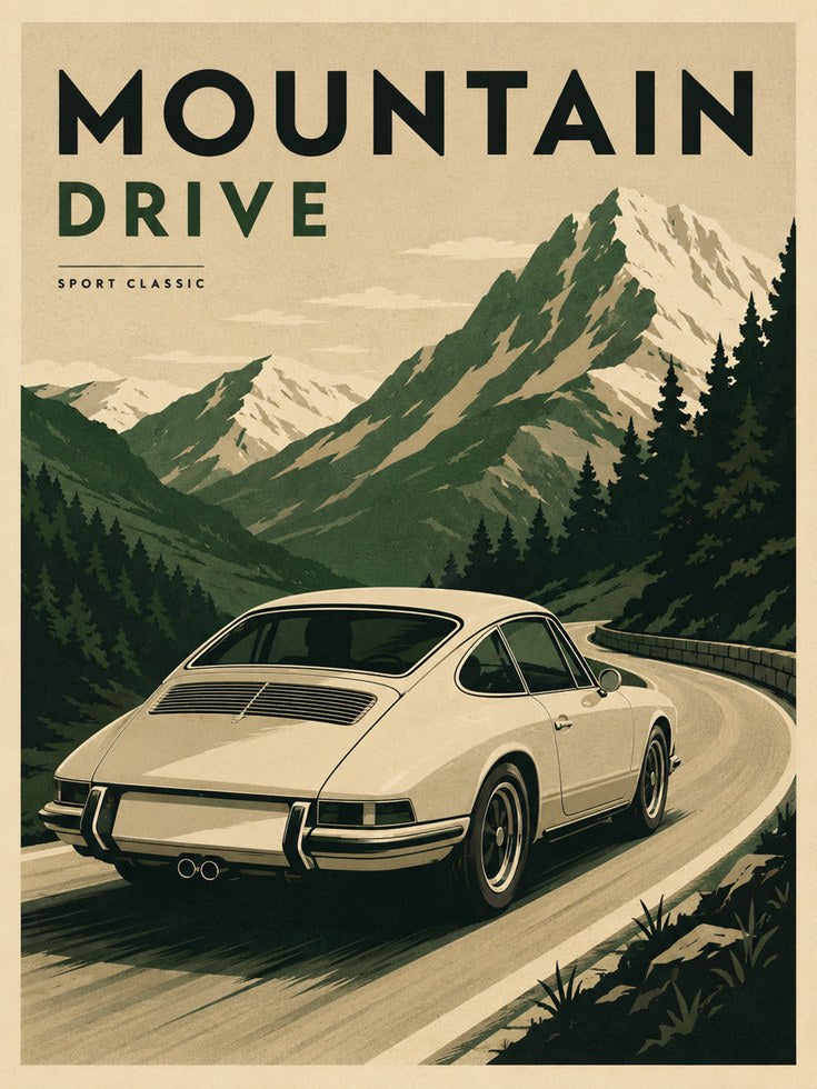 Vintage Porsche 911 Print - artwork on paper