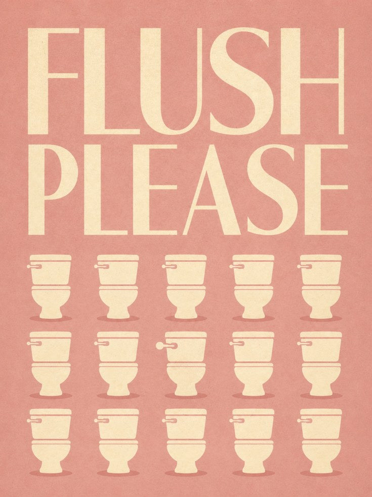Funny Flush Please Bathroom Sign - artwork on paper
