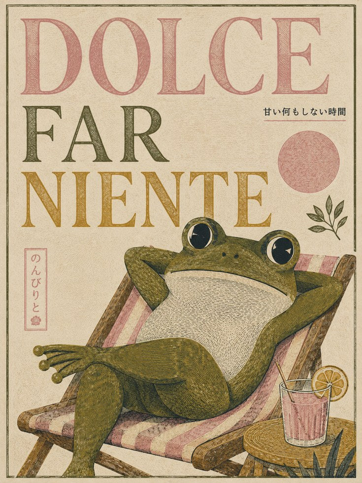 Japanese Frog Poster – Dolce Far Niente - artwork on paper