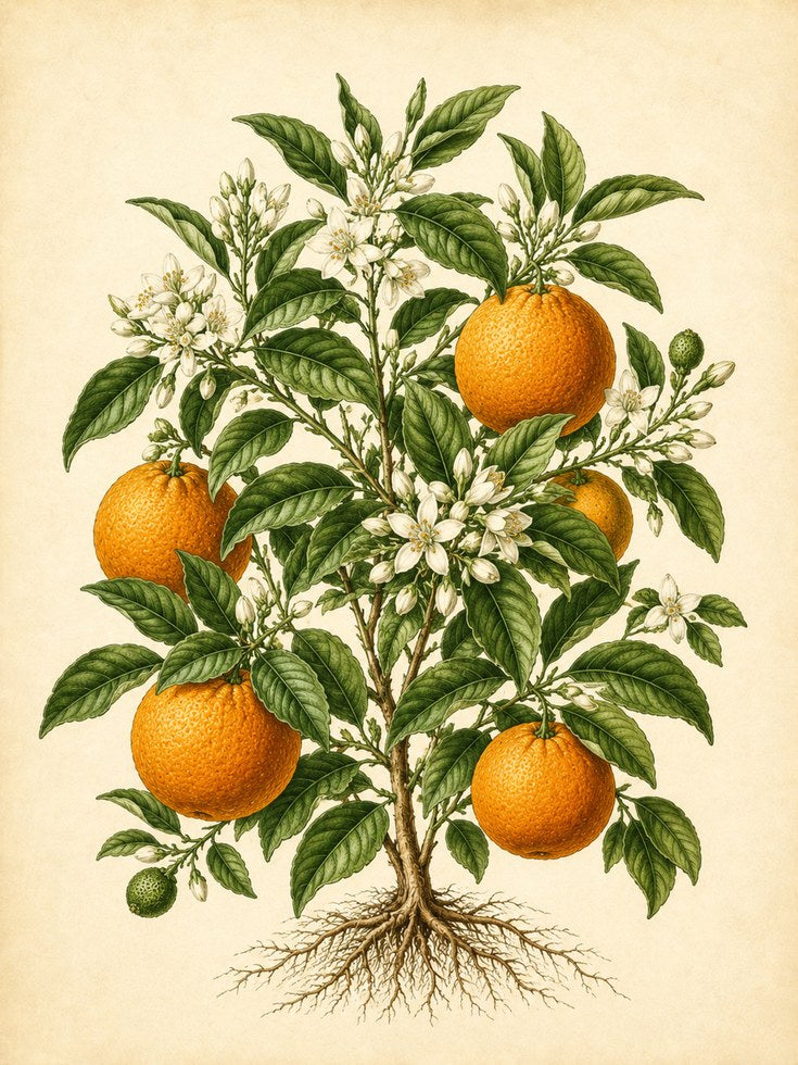 Orange Tree Botanical Print: Vintage Citrus Illustration - artwork on paper