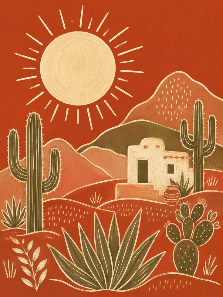 Desert Landscape Wall Art - artwork on paper