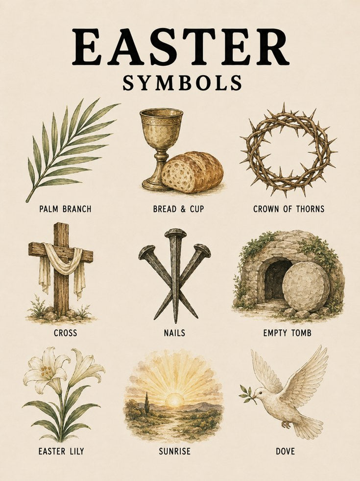 Christian Easter Wall Art: Sacred Symbols - artwork on paper