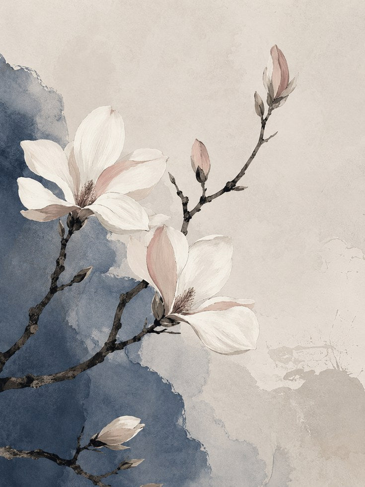 Magnolia Wall Art – Watercolor Floral Print - artwork on paper