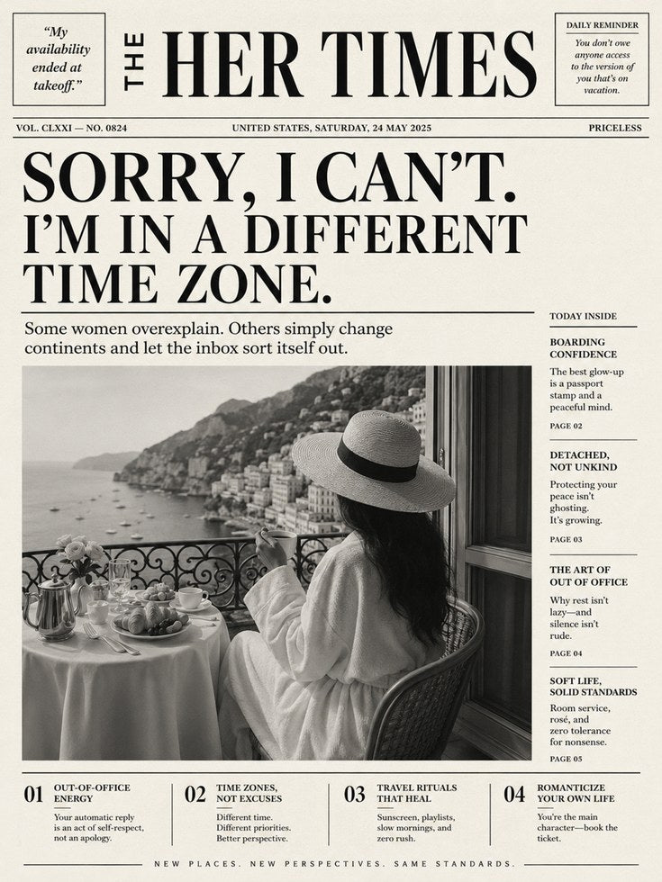 Her Times Newspaper Print: Vintage Coastal Vacation Wall Art - artwork on paper