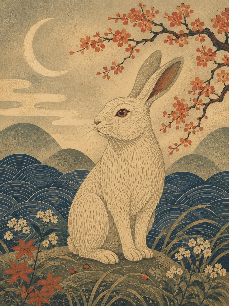 Japanese Rabbit Print - artwork on paper