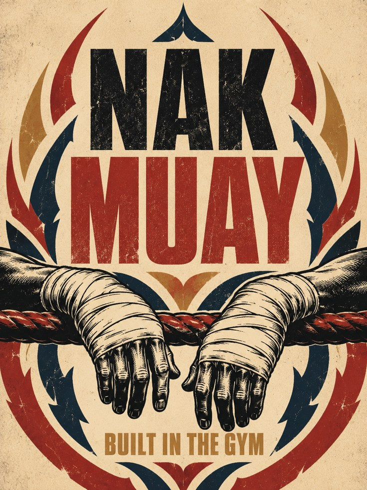 Muay Thai Boxing Poster: Vintage Propaganda Style Art Print - artwork on paper