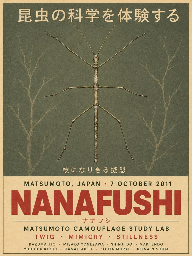 Japanese Stick Insect Poster: Vintage Scientific Illustration - artwork on paper