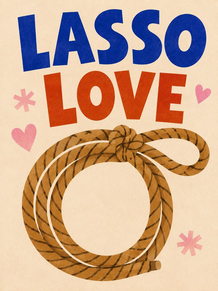 Retro Typography Poster – Lasso Love Print - artwork on paper
