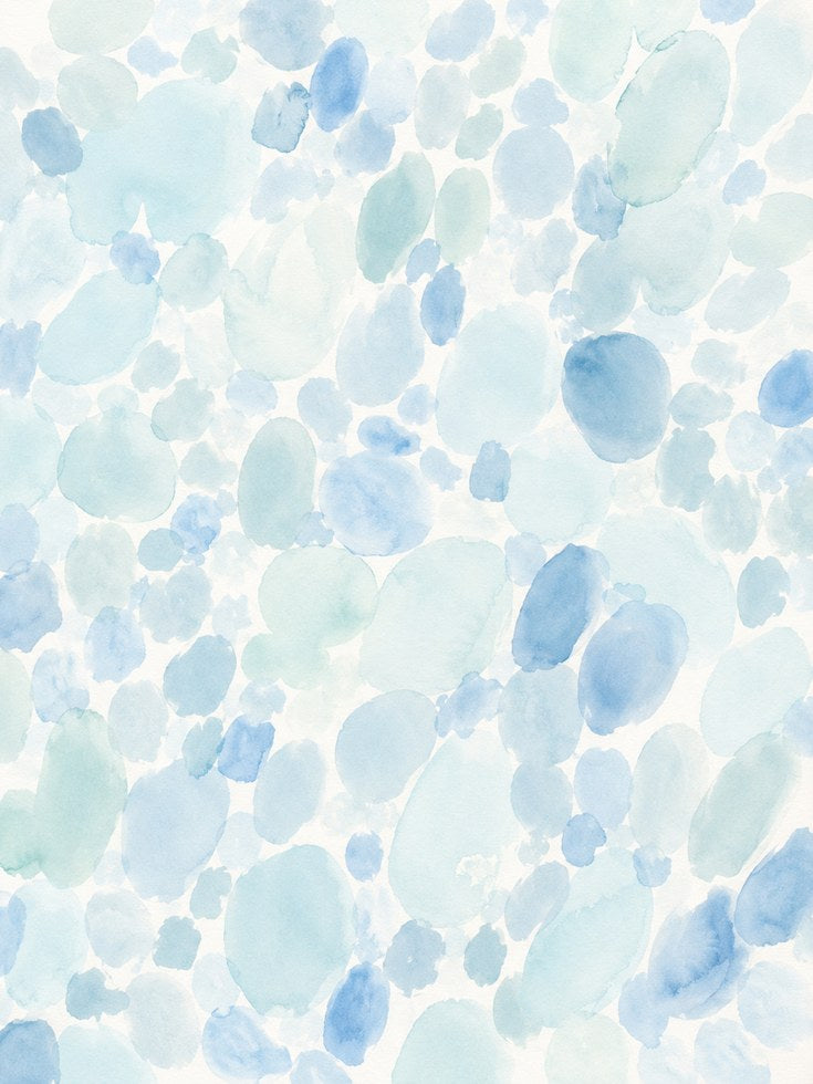 Watercolor Pebbles Print – Blue Abstract Wall Art - artwork on paper