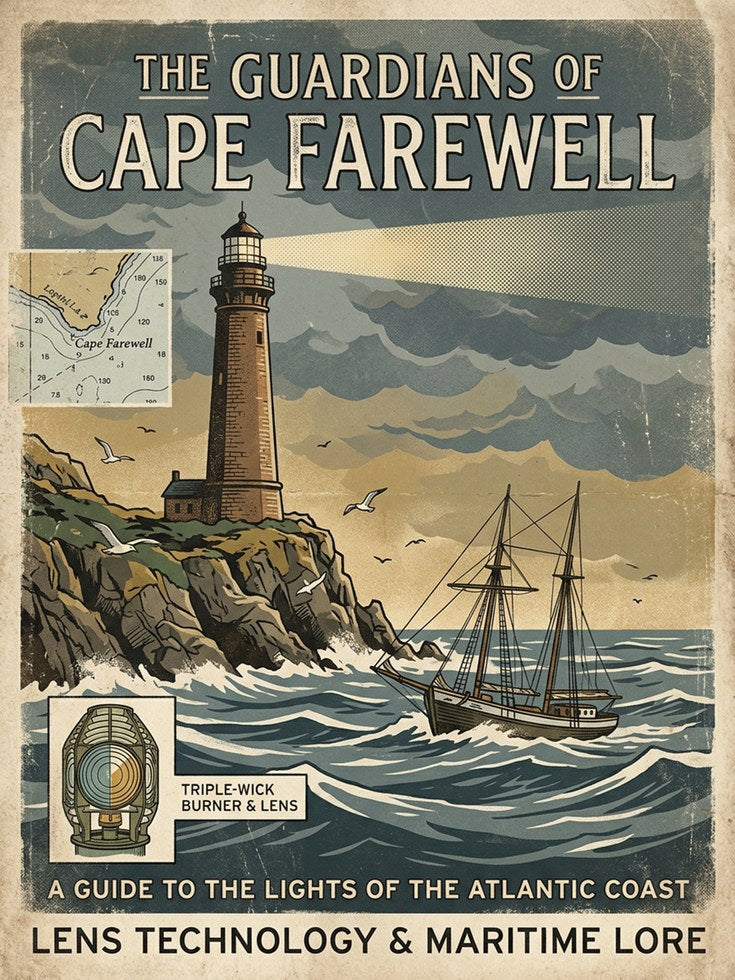 Cape Farewell Lighthouse Poster: Vintage Maritime Navigation Art - artwork on paper