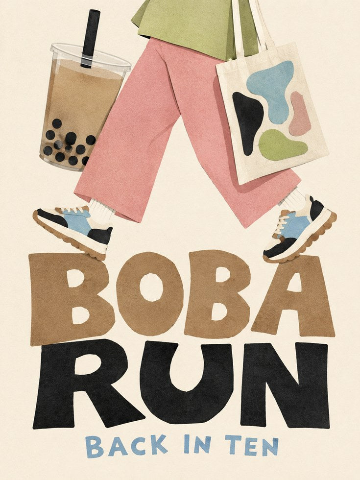Boba Tea Wall Art – Modern Kitchen Print - artwork on paper
