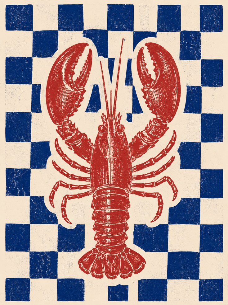Lobster Wall Art – Nautical Kitchen Decor - artwork on paper