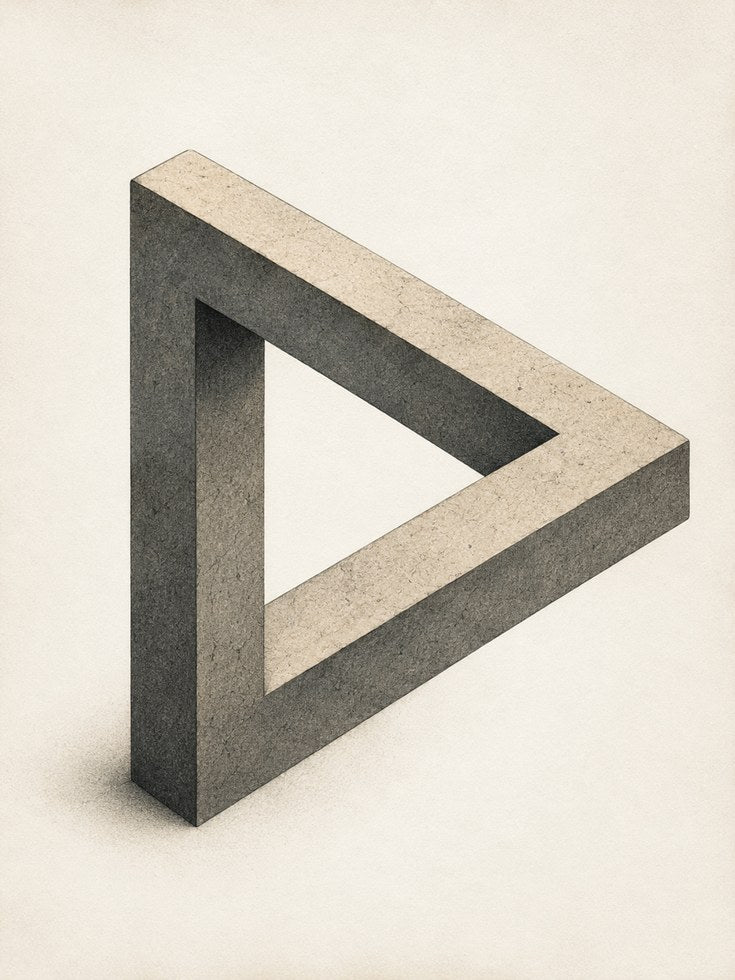 Impossible Triangle Art Print: Minimalist Concrete Geometric Design - artwork on paper