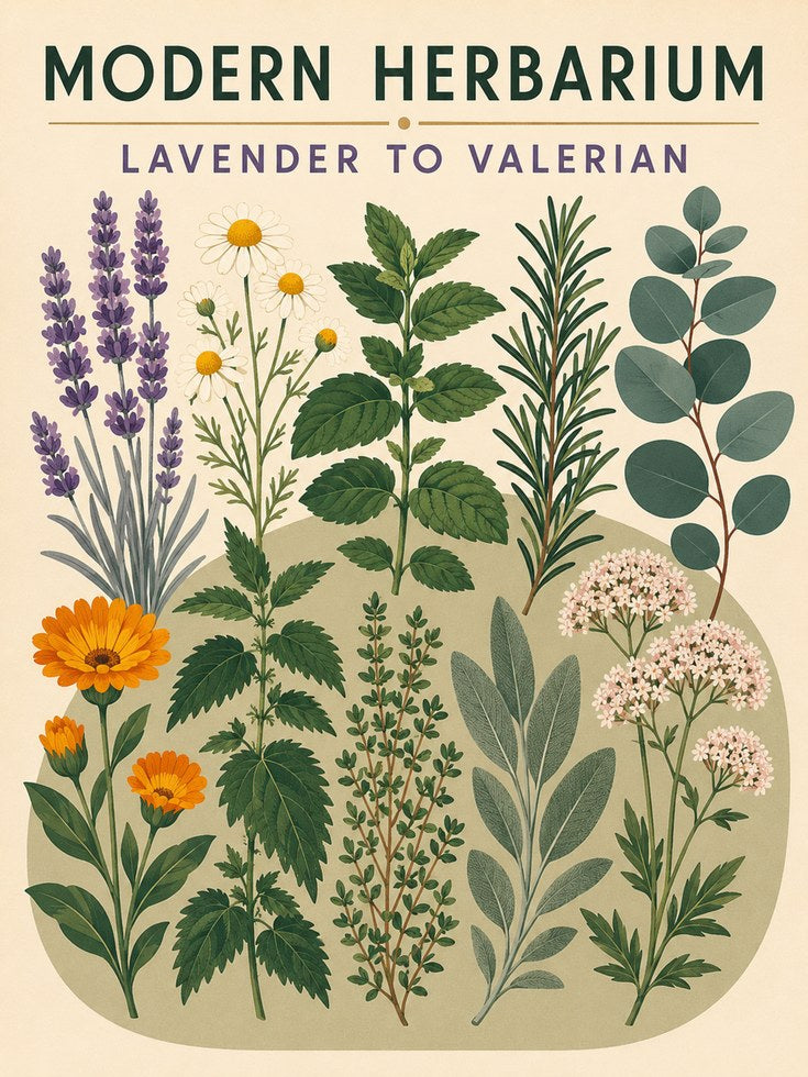 Botanical Wall Art: Lavender to Valerian - artwork on paper