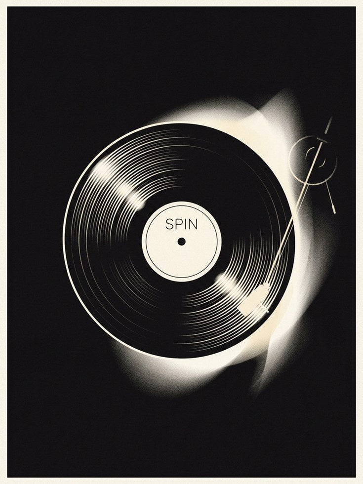 Vinyl Record Wall Art — Retro Turntable Spin Print - artwork on paper