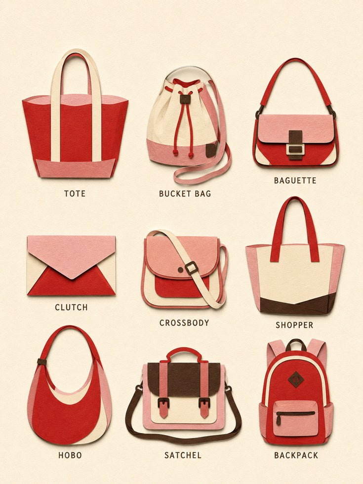 Vintage Handbag Collection Poster: Retro Fashion Illustration - artwork on paper
