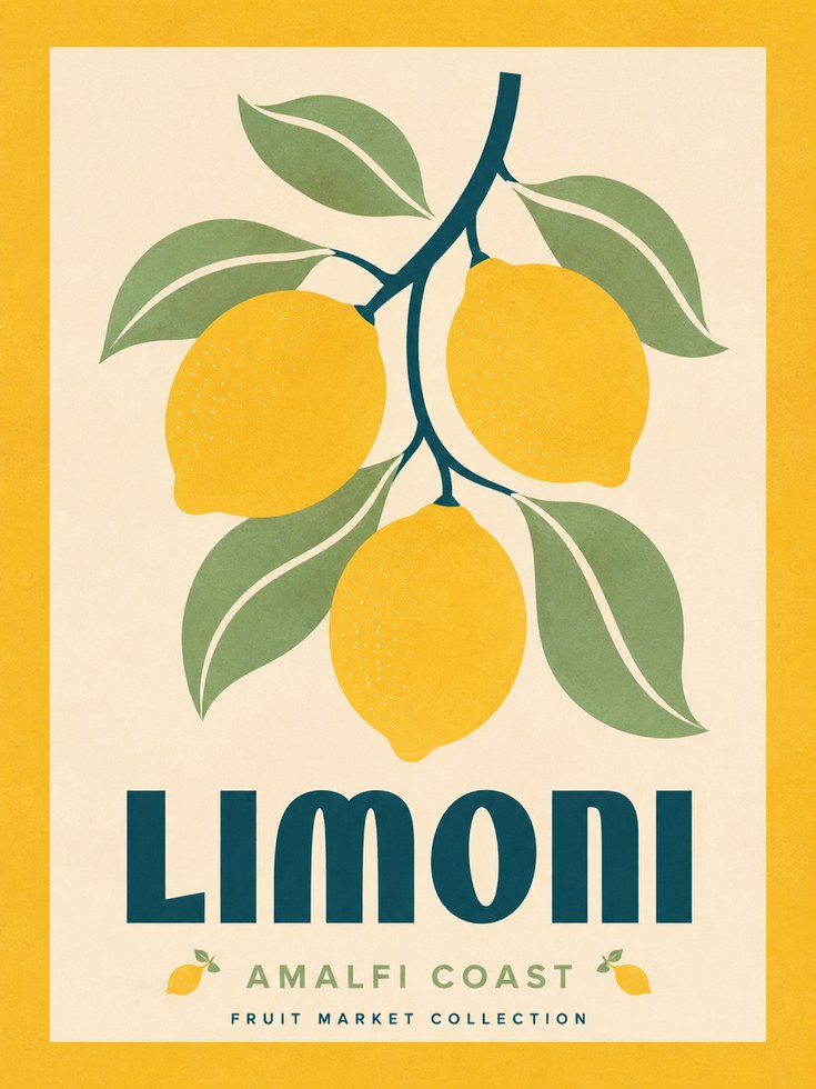 Kitchen Wall Art: Vintage Lemon Print - artwork on paper