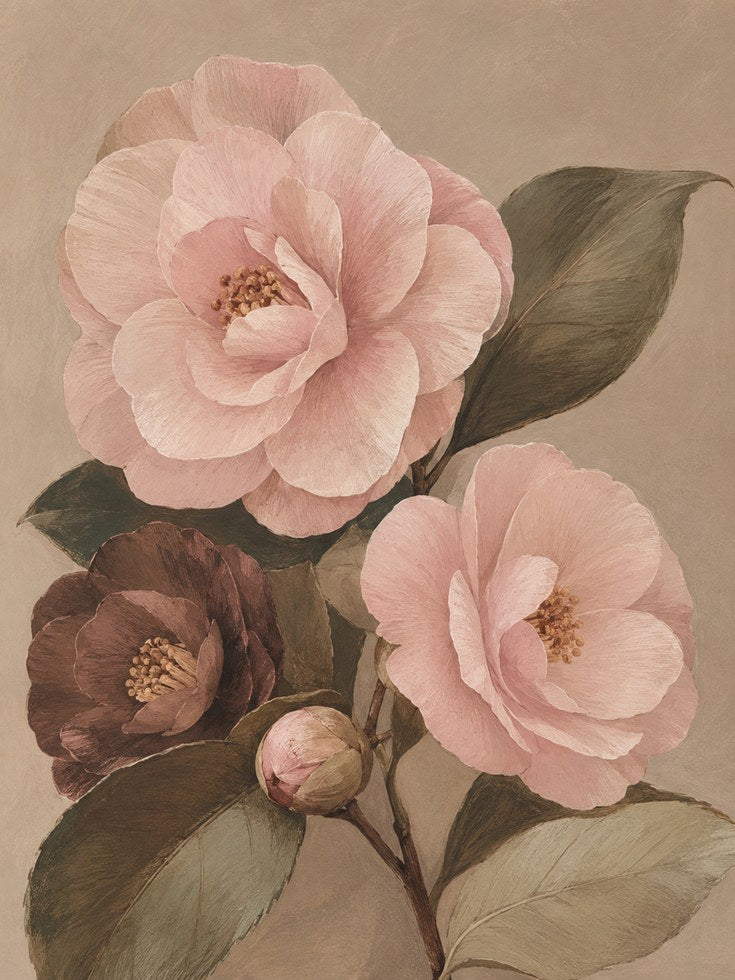 Vintage Floral Wall Art - artwork on paper