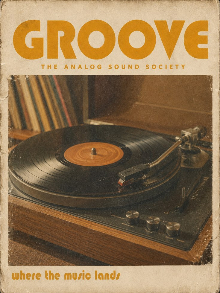 Vintage Record Player Print — Retro Turntable Poster - artwork on paper