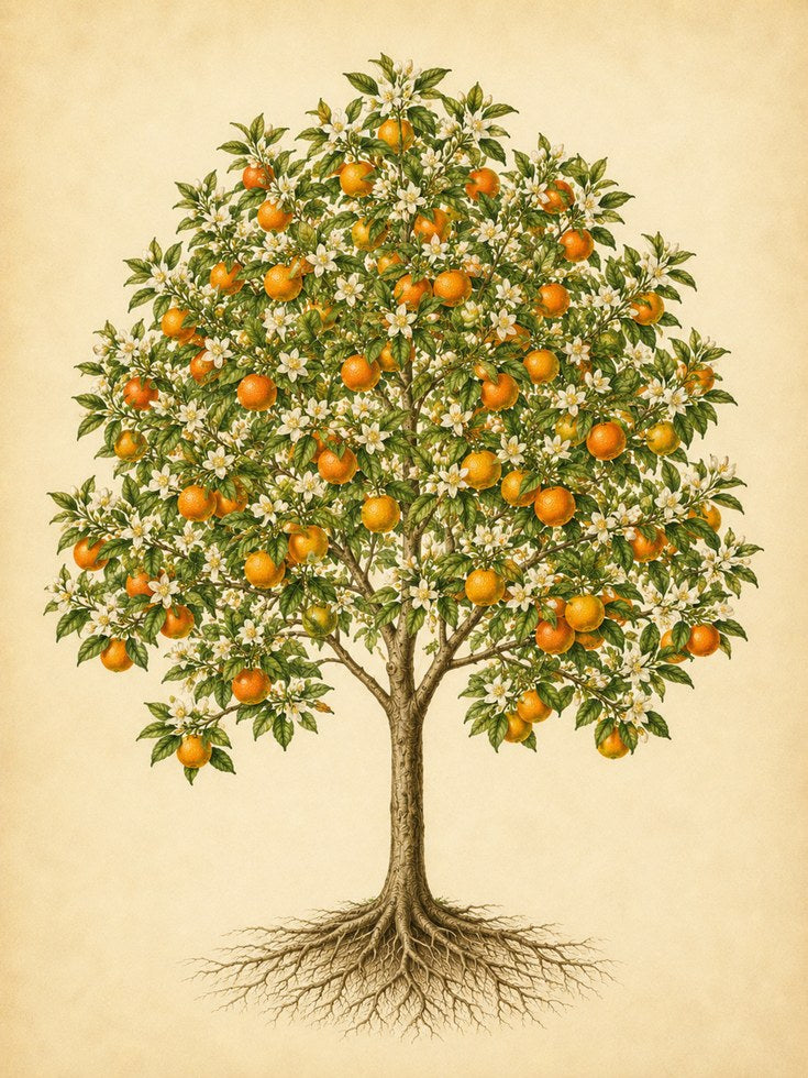 Orange Tree Botanical Print: Vintage Citrus Illustration Art - artwork on paper