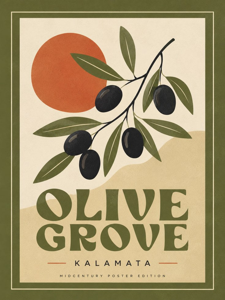 Mediterranean Olive Grove Poster - artwork on paper