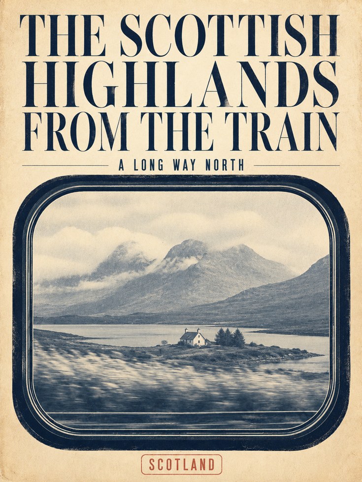 Scottish Highlands Train Window Poster: Vintage Travel Art Print - artwork on paper