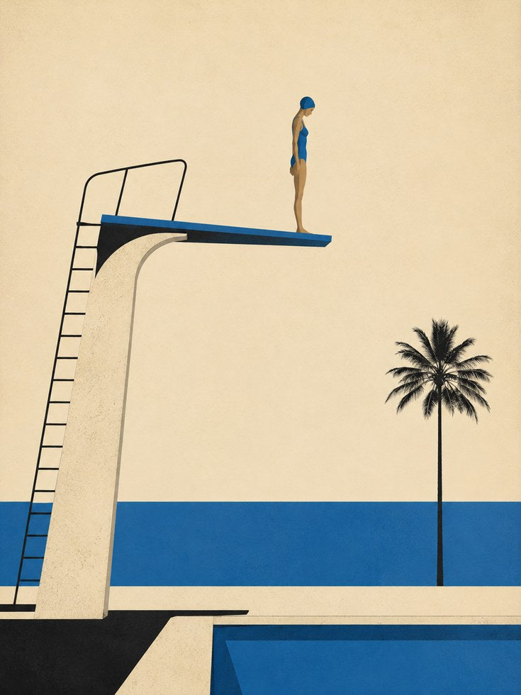 Swimming Pool Wall Art – Diving Board Print - artwork on paper