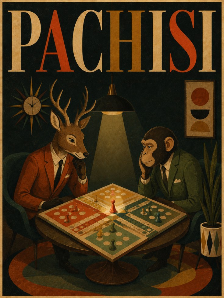 Mid-Century Animal Pachisi Poster - artwork on paper