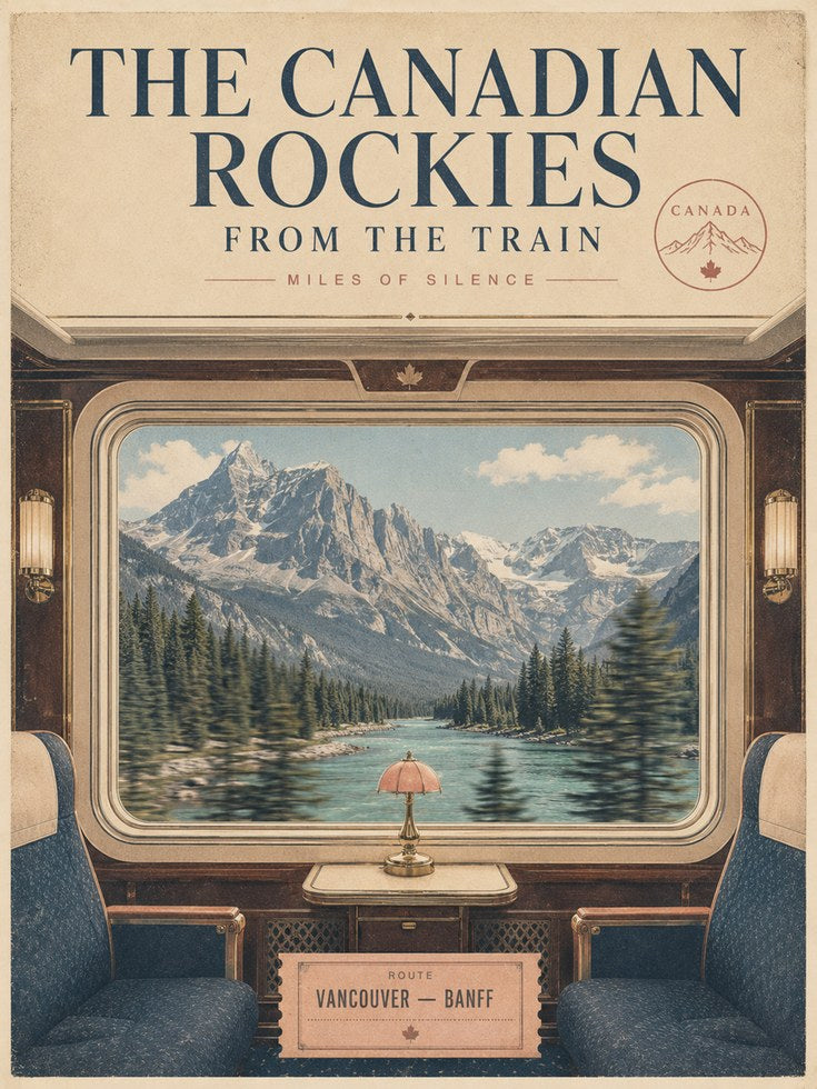 Vintage Train Poster – Canadian Rockies Print - artwork on paper