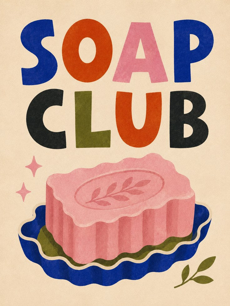 Soap Club Wall Art – Retro Bathroom Print - artwork on paper