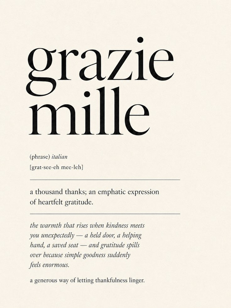 Grazie Mille Wall Art - artwork on paper