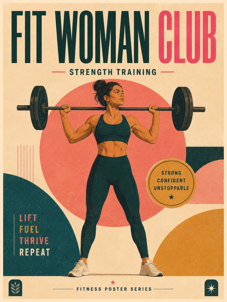 Fitness Wall Art: Retro Strength Training Poster (Home Gym Decor) - artwork on paper